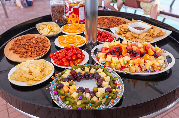 A tray with delicous snacks