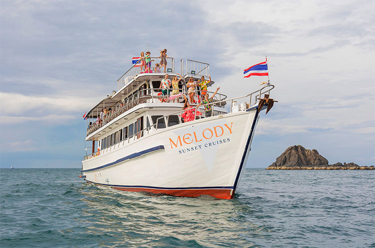 The Melody Sunset Cruise ship sailing the Andaman Sea