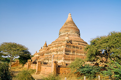 The Mingalazedi pagoda with its bell shaped stupa