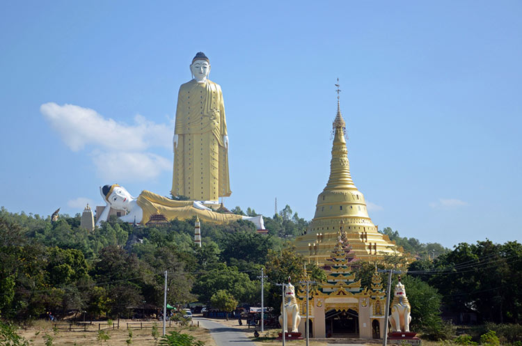 The two giant Buddhas on top of a hill at Monywa
