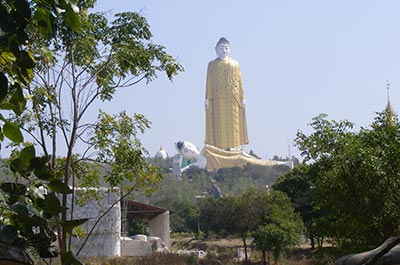 Giant Buddhas on a hilltop in Monywa