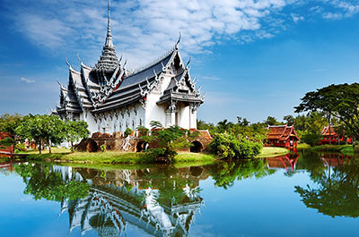 A replica of a famous building of the Ayutthaya era at the Ancient City Muang Boran