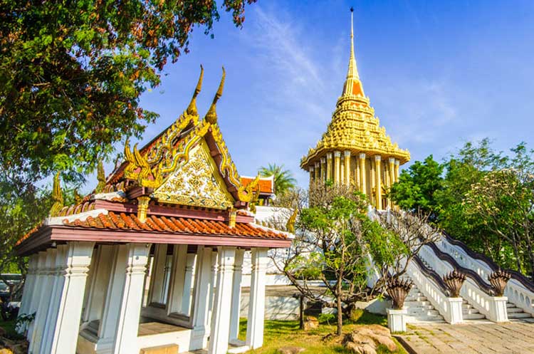 Replica of the Wat Phra Phutthabat, the temple of the Buddha footprint at the Ancient City Muang Boran
