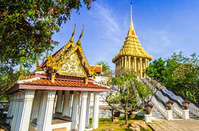 A replica of the Buddha Footprint temple in Saraburi