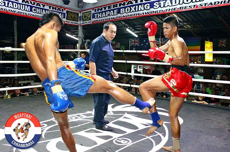 Muay Thai fight at the Thapae stadium in Chiang Mai