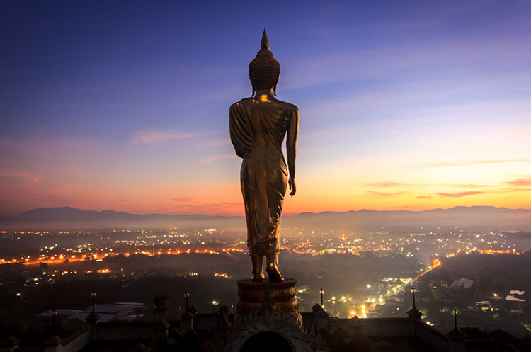 Buddha at Wat Phra That Khao Noi overlooking the town of Nan
