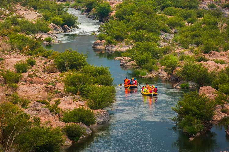 Rafting on a river in rural Nan province