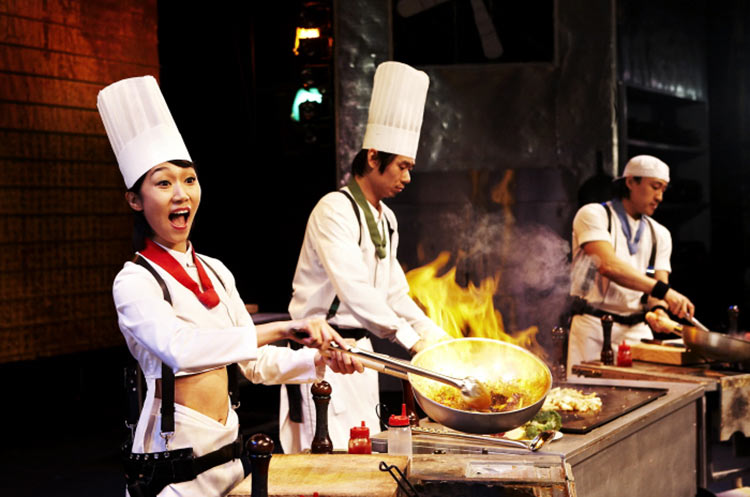 Cooks at work at Nanta cooking show Bangkok
