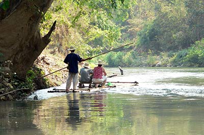 Rafting on a river in North Thailand