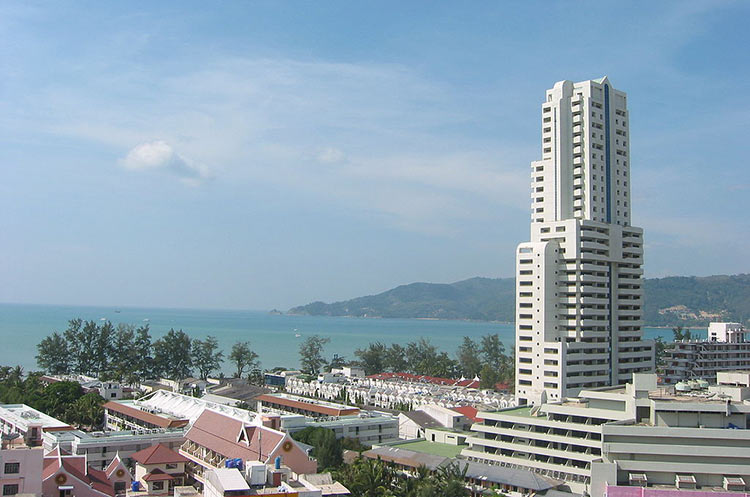 The town of Patong and the Andaman Sea