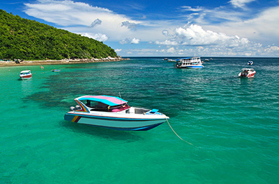 Boats in the sea in Pattaya