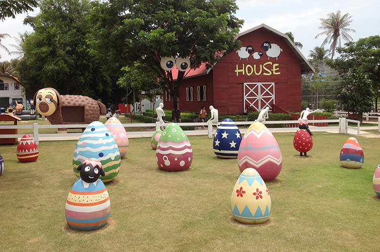Barn House and decorated eggs at Sheep Farm Pattaya