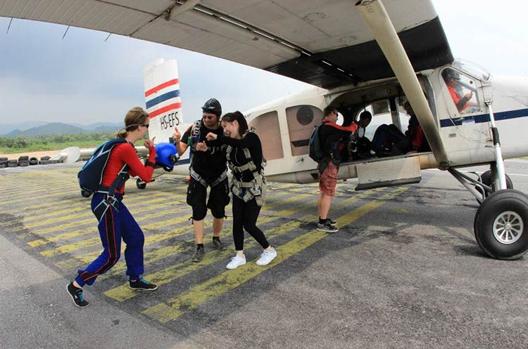 Boarding the small plane