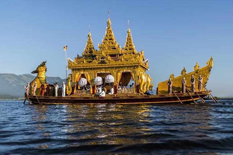 The Karaweik barge on Inle Lake