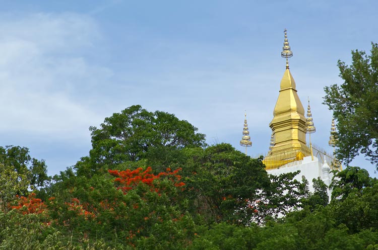 The That Chomsi pagoda on top of Phousi Hill in Luang Prabang