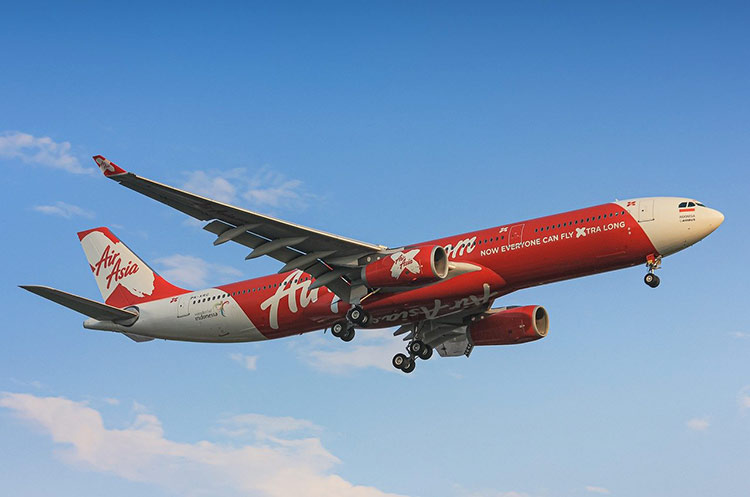 Air Asia plane in approach to Phuket airport