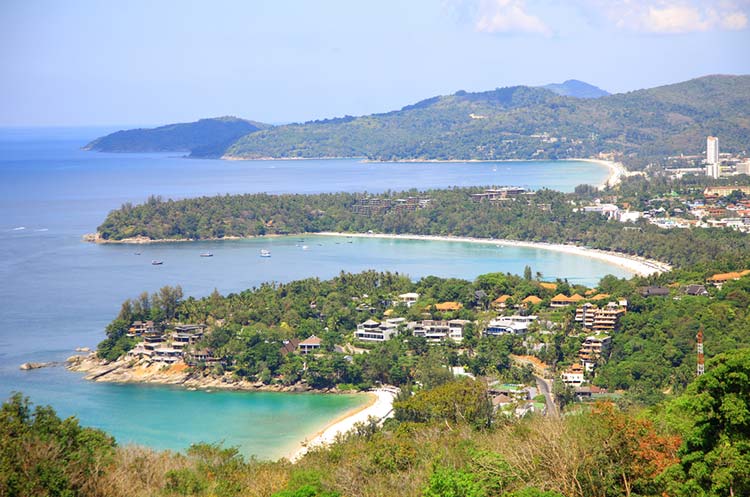 View of three Phuket beaches from Karon viewpoint