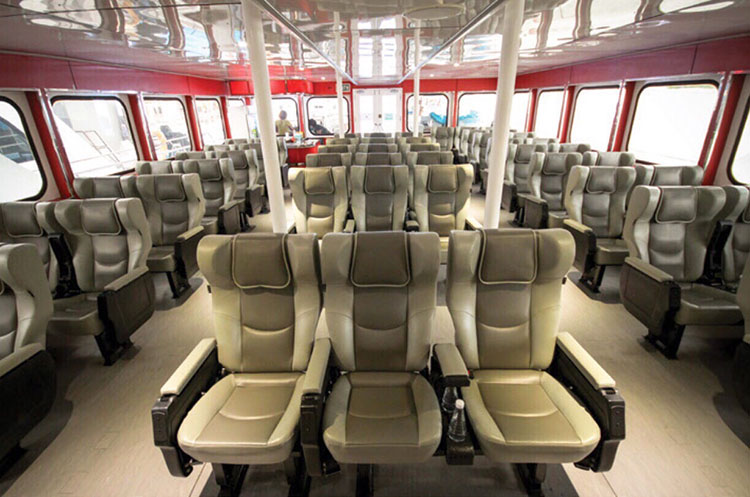 Seating area in one of the ferry boats