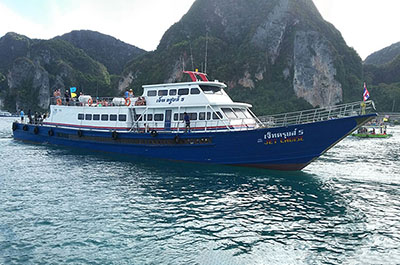 The Phi Phi Cruiser ferry ship at the Phi Phi Islands