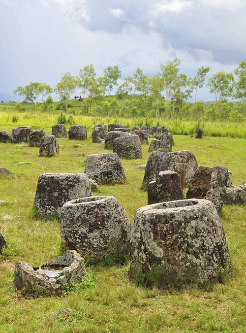 A group of stone jars