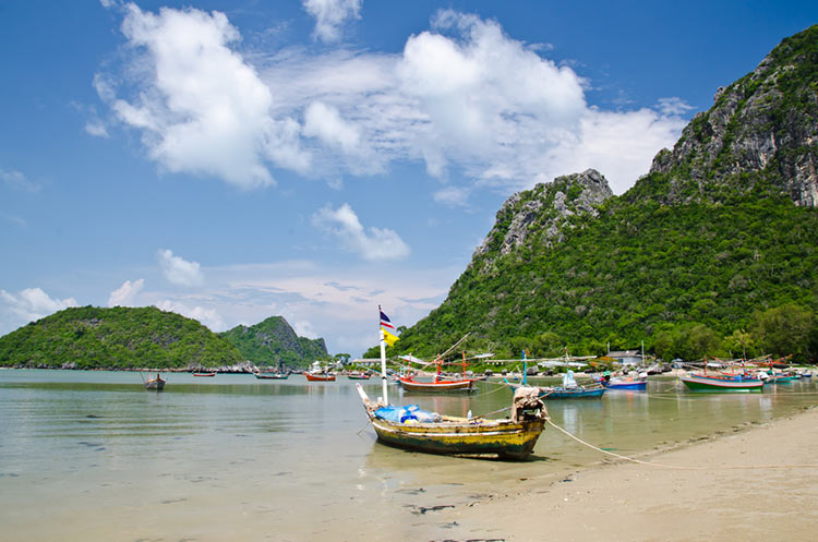 A bay with fishing boats in Prachuap Khiri Khan