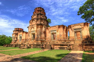 The Prasat Kravan, a Hindu temple with bas reliefs sculpted in brickwork