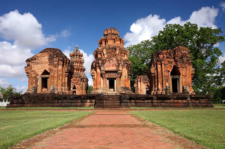 The prangs of Prasat Sikhoraphum Khmer temple in Surin