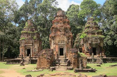 The sancutary towers of the Preah Ko, one of the oldest temples in Angkor