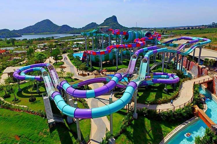Some of the rides and slides of Ramayana Water Park Pattaya