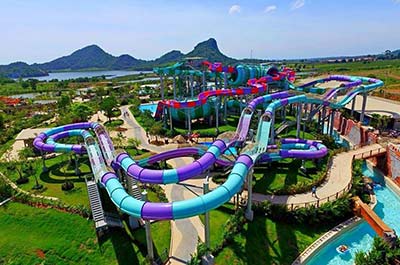 A few of the long rides and slides of Ramayana Water Park