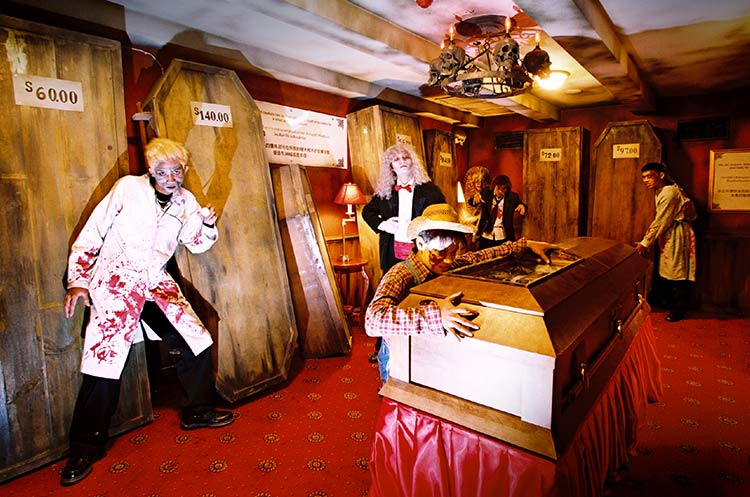 Coffins and bloody creatures