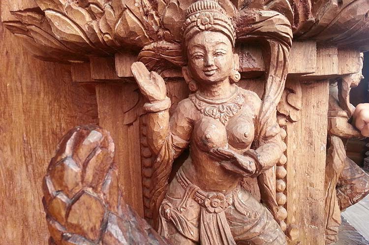 A detailed wood carving