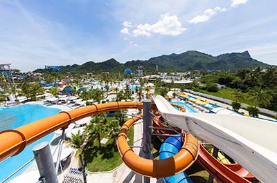 Water slides at Santorini Water Park