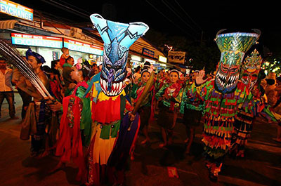 A procession of people expressing local culture