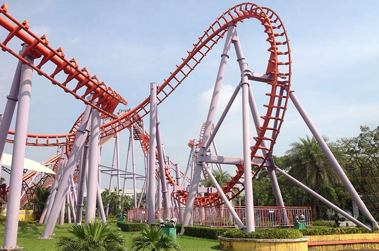 The Vortex 5 loop roller coaster at Siam Amazing Park water and amusement park Bangkok
