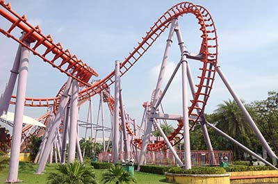 One of the roller coasters at Siam Amazing Park