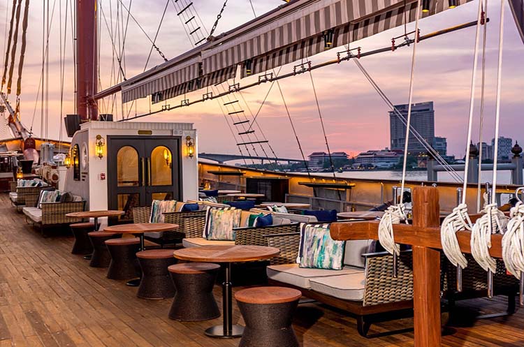 Seating area on the upper deck of the ship