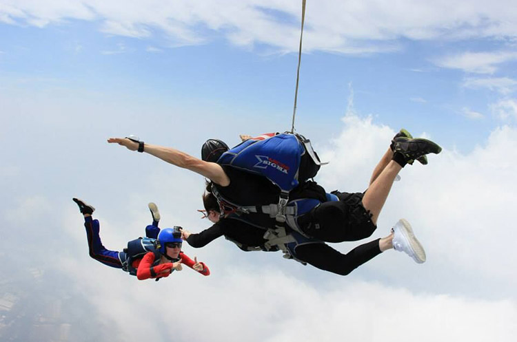 Free fall after jumping out of the plane