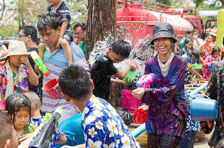 Playing Songkran with water guns