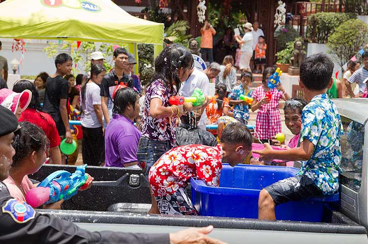 Children playing Songkran festival