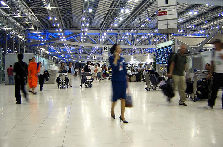 The departure hall of Suvarnabhumi airport