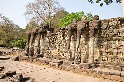 Sculptings of elephants at the Terrace of the Elephants