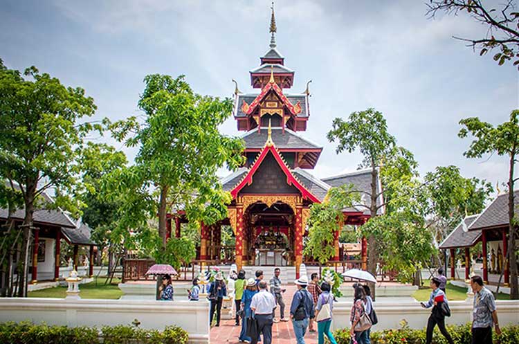 Reconstruction of a temple building in the Lanna style of North Thailand