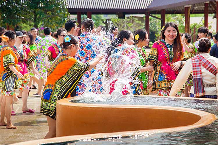 Playing Songkran festival