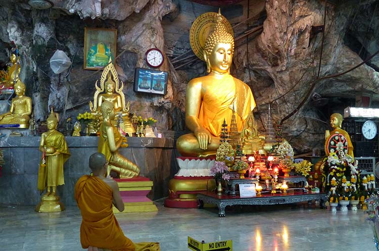 Buddha images in the tiger cave temple in Krabi