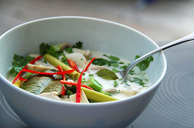 Tom Kha Gai, chicken coconut soup with galangal