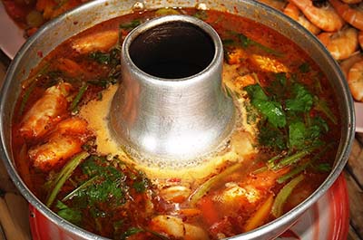 Tom Yum Goong, spicy and sour soup with shrimp