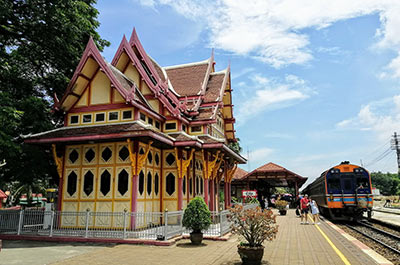 The picturesque Hua Hin train station waiting room