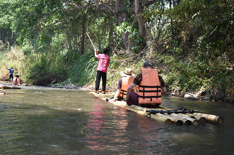 Bamboo rafting on a stream in Chiang Mai