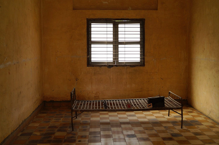 Prison cell at Tuol Sleng